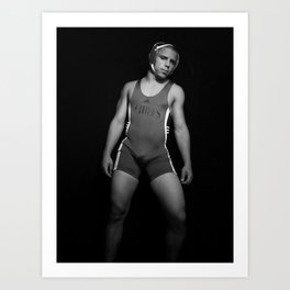 The Wrestler Art Print | Sports, Lycra, Black and White, Sport, Portrait, Bulge, Male, Wrestling, Minimal, Muscle 