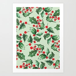 Christmas Holly Art Print