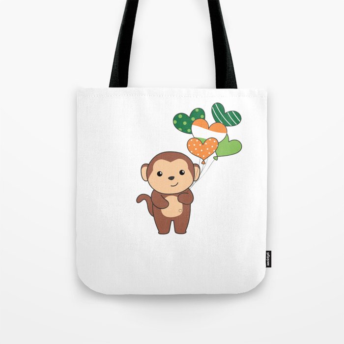 Monkey With Ireland Balloons Cute Animals Tote Bag
