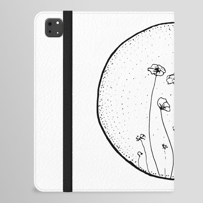 Abstract minimal black and white flowers iPad Folio Case