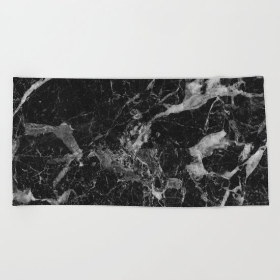 Black and Gray Marble Pattern Beach Towel