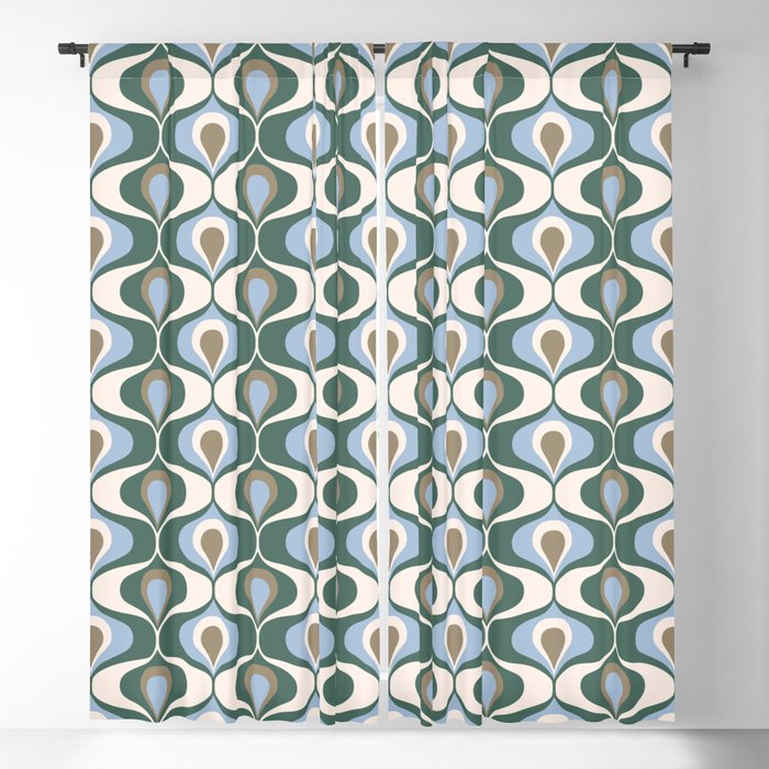 Retro ovals ogee Pine green Blackout Curtain