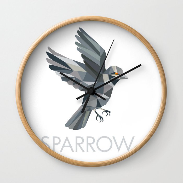 Sparrow Text Low Polygon Wall Clock