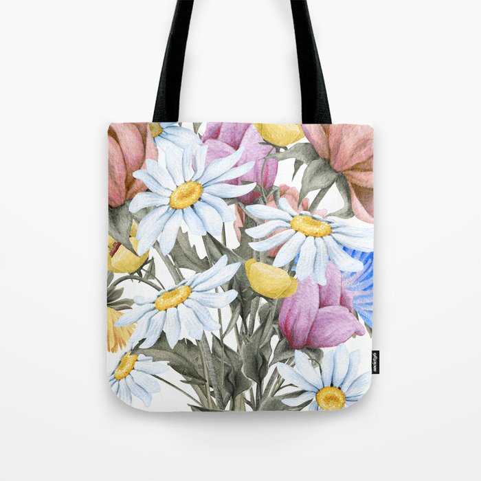 Summer Fl Watercolour Bouquet Tote Bag By Context Society6 Summer Fl Watercolour Bouquet Tote Bag