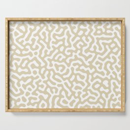 Beige and white seamless labyrinth pattern Serving Tray