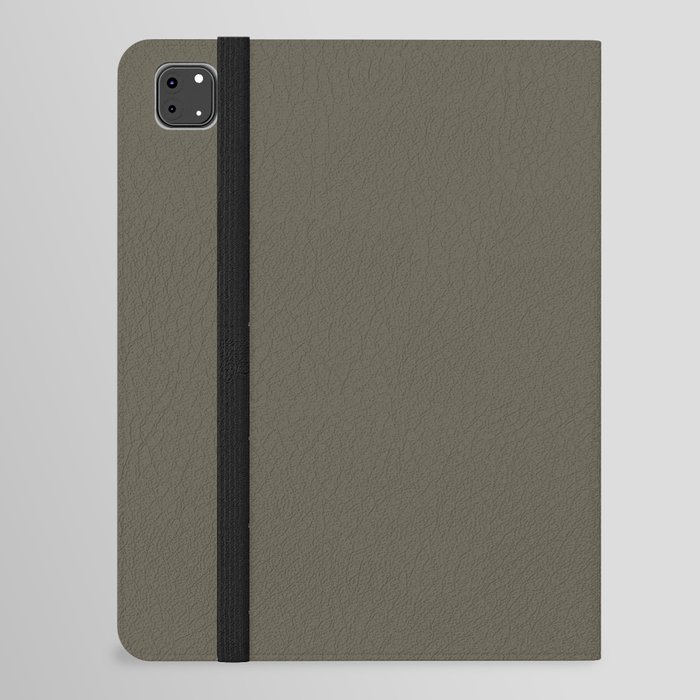Dark Gray Solid Color Pantone Kalamata 19-0510 TCX Shades of Yellow Hues iPad Folio Case