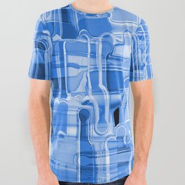 Modern Abstract Digital Paint Strokes in Cobalt Blue All Over Graphic Tee