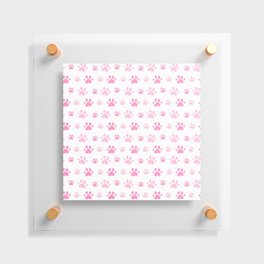 Adorable Pink Cat Paw Seamless Pattern Floating Acrylic Print