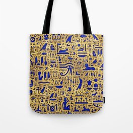Egyptian hieroglyphic Lapis Lazuli and Gold Tote Bag