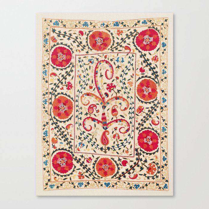 Kermina Suzani Uzbekistan Embroidery Print Canvas Print
