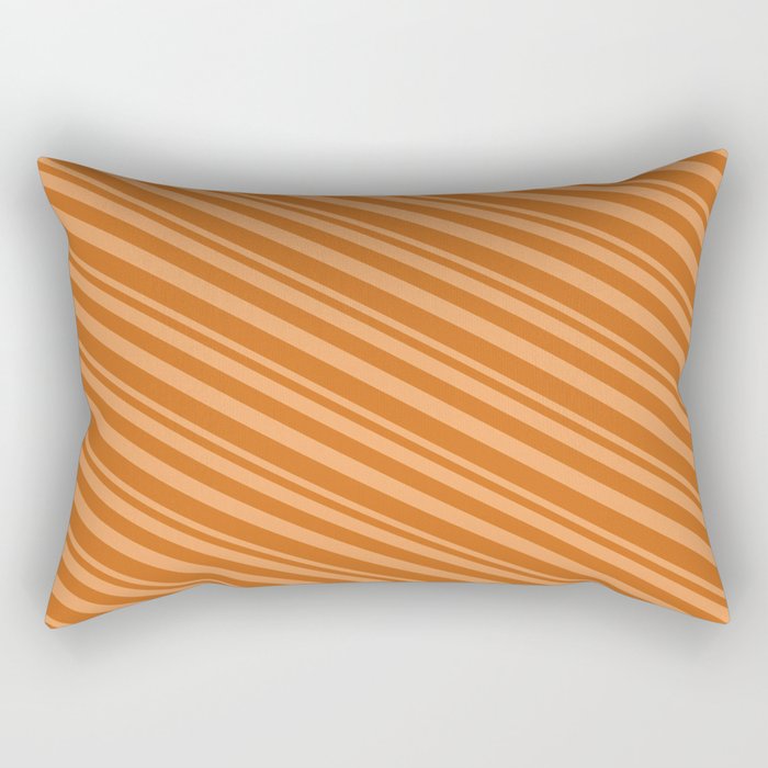 Brown & Chocolate Colored Lines Pattern Rectangular Pillow