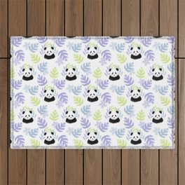 Honeydew, Lilac, and Sky Blue Panda Pattern - 1000Pandas by Amanda Roos Outdoor Rug