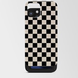 Checkerboard Mini Check Pattern in Black and Almond Cream iPhone Card Case