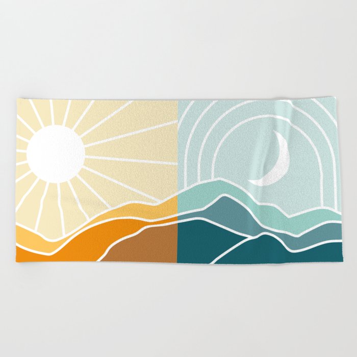Boho Sun and Moon Beach Towel