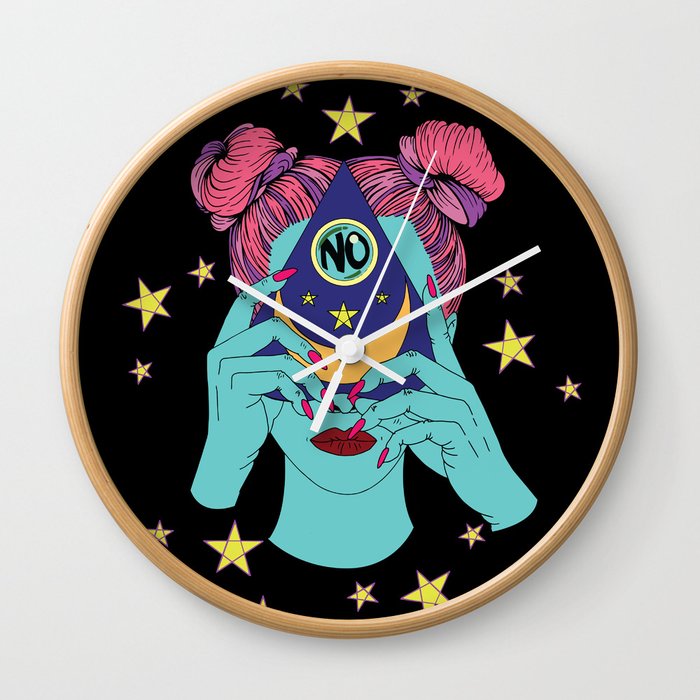 Girl, No - Ouija Black Wall Clock