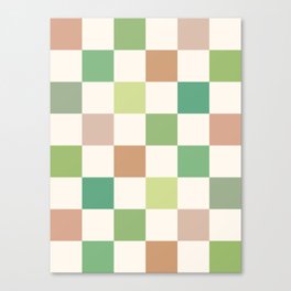 Green & Beige Neutral Checker Canvas Print
