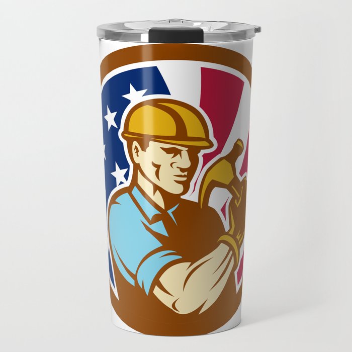 American Handyman USA Flag Icon Travel Mug