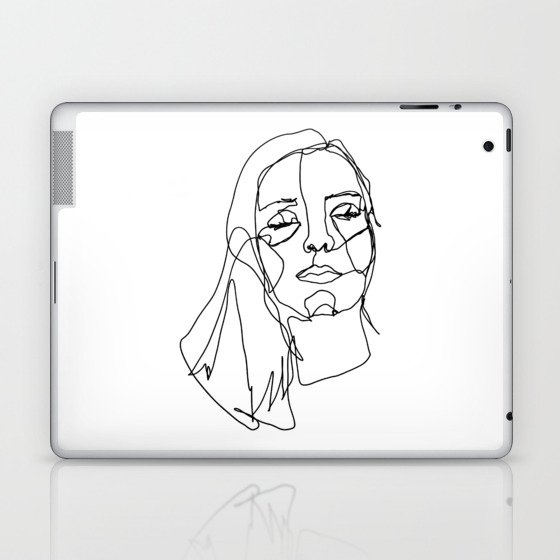 LINE ART FEMALE PORTRAITS III-I-I Laptop & iPad Skin