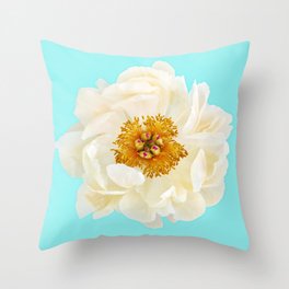 Peony-by-the-Sea in Buttercream Throw Pillow
