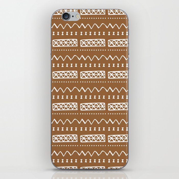 Zesty Zig Zag Bow Light Brown and White Mud Cloth Pattern iPhone Skin