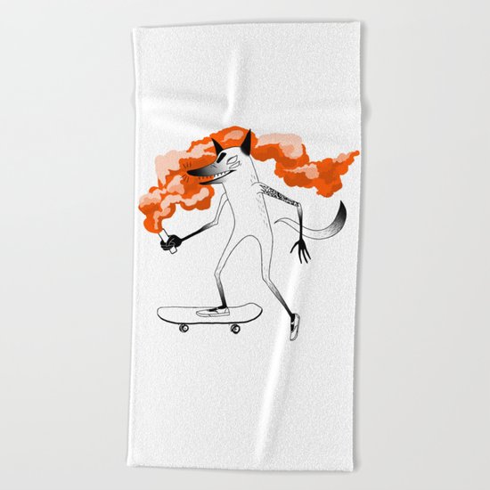 Fox Skateboarder2 Beach Towel
