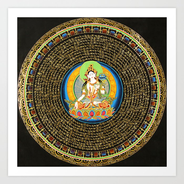 Tibetan Buddhist White Tara Mandala Art Print