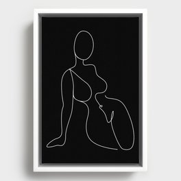 Curvy Body Line in black / Female figure in lines / Explicit Design Framed Canvas