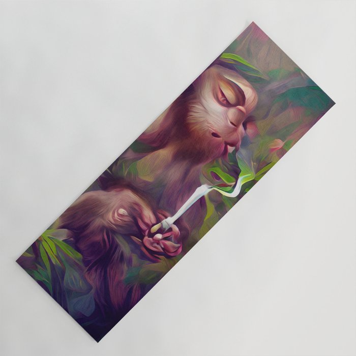 Monkey Smoking Weed Yoga Mat