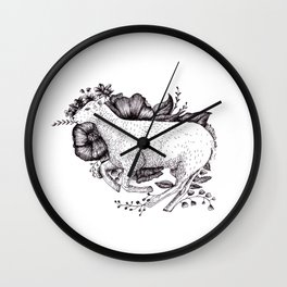Sheep in leaves Wall Clock