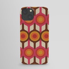 Magenta, Orange, Ivory & Brown Retro 1960s Circle Pattern iPhone Case