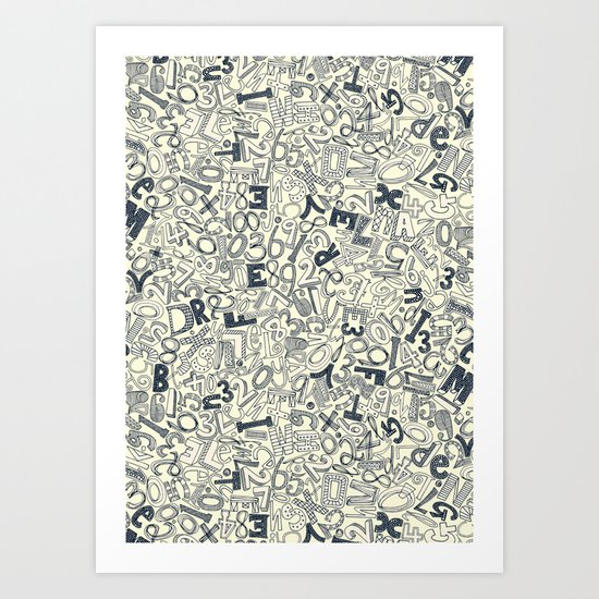 A1B2C3 indigo ivory Art Print