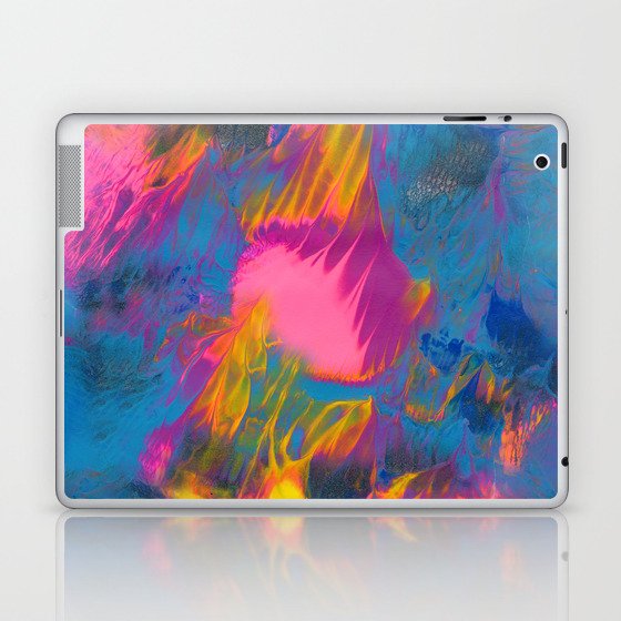 Dark Rainbow Fire Abstract Painting with Black Glitter Laptop & iPad Skin
