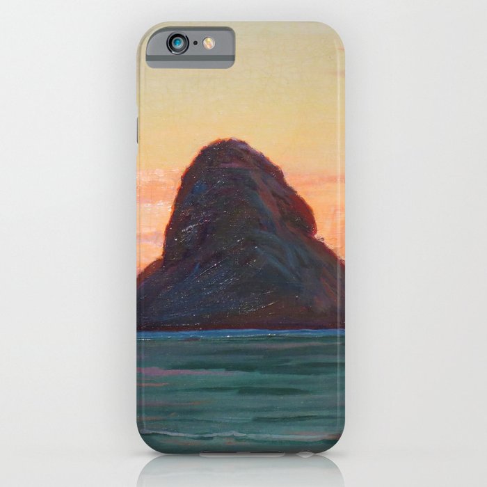 Mokoli'i Island at Twilight pacific landscape painting by D. Howard Hitchcock iPhone Case