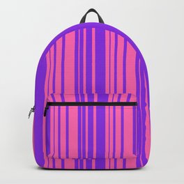 [ Thumbnail: Hot Pink and Purple Colored Striped/Lined Pattern Backpack ]