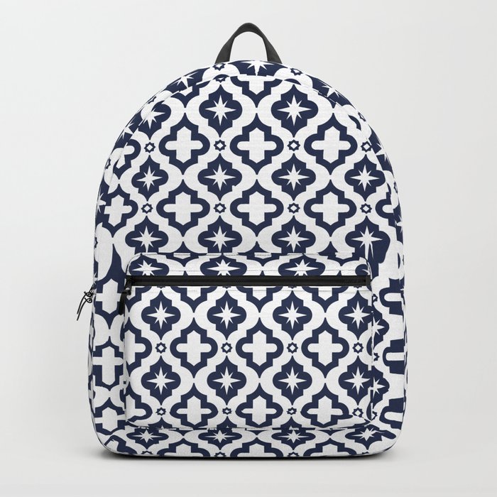 Navy Blue Ornamental Arabic Pattern Backpack