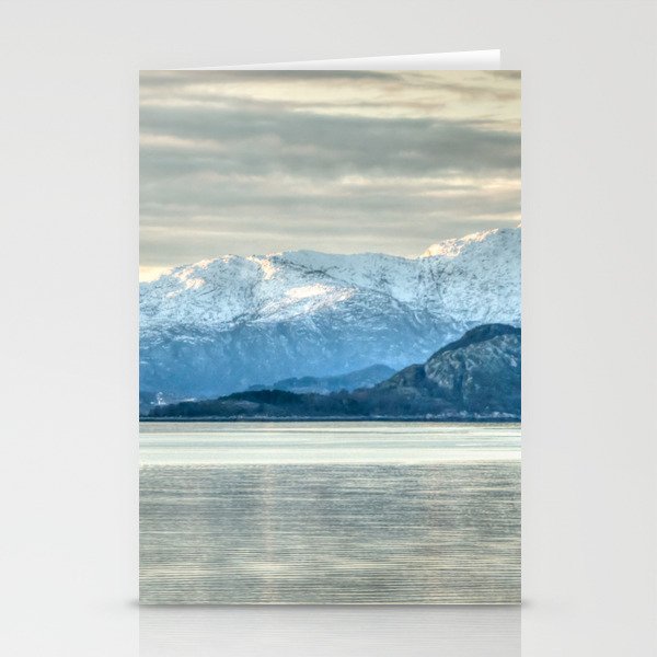 Norway Photography - Fishing Boat In A Lake In Front Of Big Mountains Stationery Cards