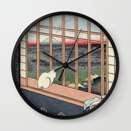 Utagawa Hiroshige Japanese Woodblock Cat Wall Clock