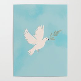 Dove of Peace with Olive Branch Poster