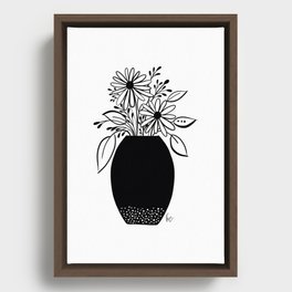 Vase with Daisies Framed Canvas