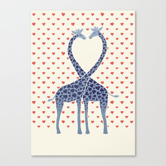 Giraffes in Love - a Valentine's Day illustration Canvas Print