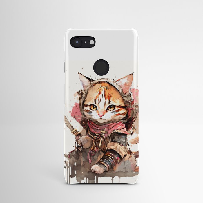 Cute samurai kitten Android Case