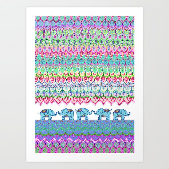 Tiny Circus Elephants Art Print