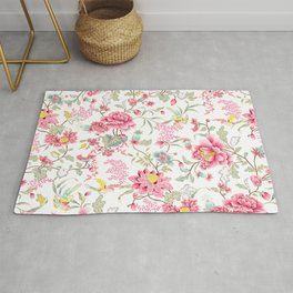 dainty cottagecore floral packed pattern - red/pink Rug | Graphicdesign, Cottage, Minimal, French, Dainty, Red, Vintage, Watercolor, Pink, Pattern 