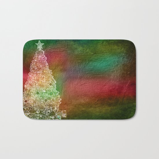 Christmas Tree on Vibrant textured background Bath Mat