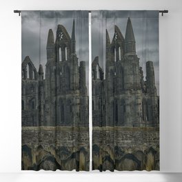 Great Britain Photography - Whitby Abbey Under The Gray Clouds Blackout Curtain