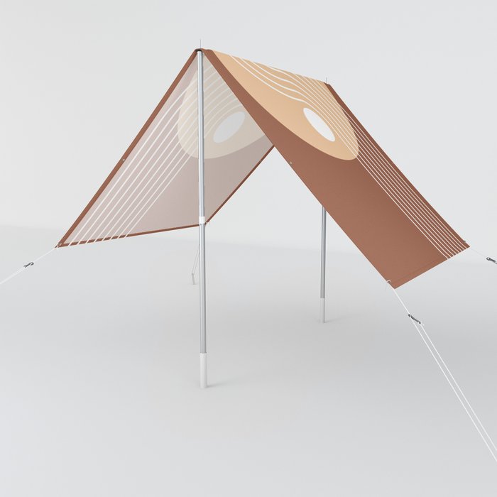 Geometric Lines and Shapes 21 in Terracotta and Beige Sun Shade