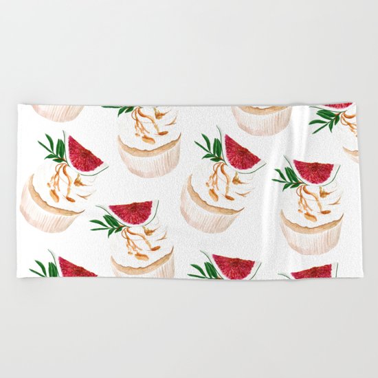 Fig Cupcakes pattern Beach Towel