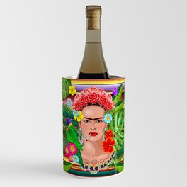 Frida Kahlo Floral Exotic Portrait Wine Chiller
