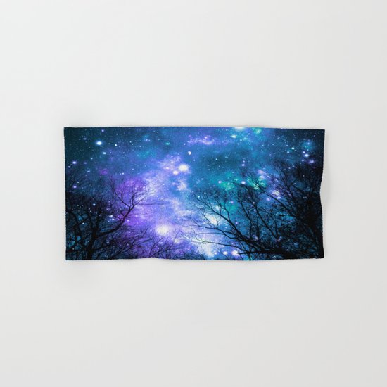 Black Trees Violet Teal Space Hand & Bath Towel