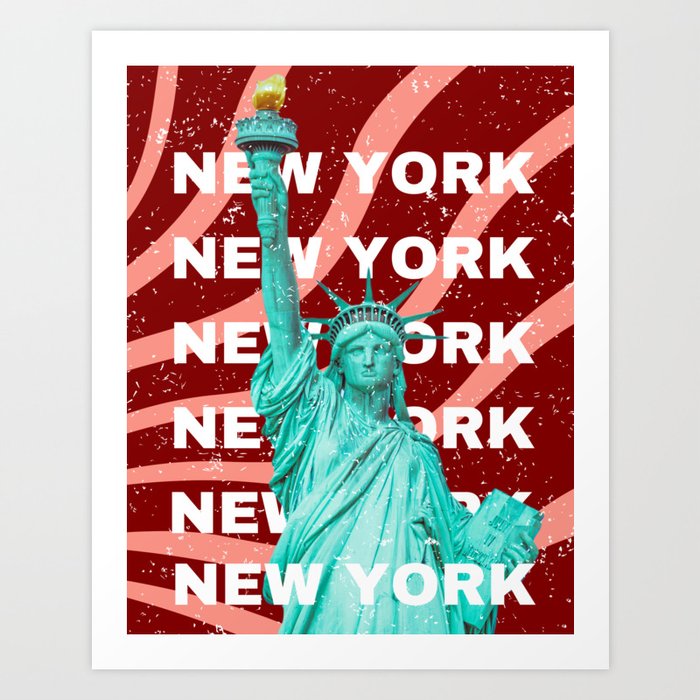 Statue of Liberty, New York, Travel Art, Retro Art Art Print